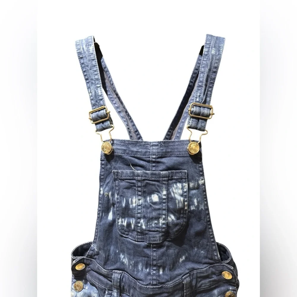 Justice Girls‎ Size 8 Tie-Dye Denim Shortalls Overalls Adjustable Straps
